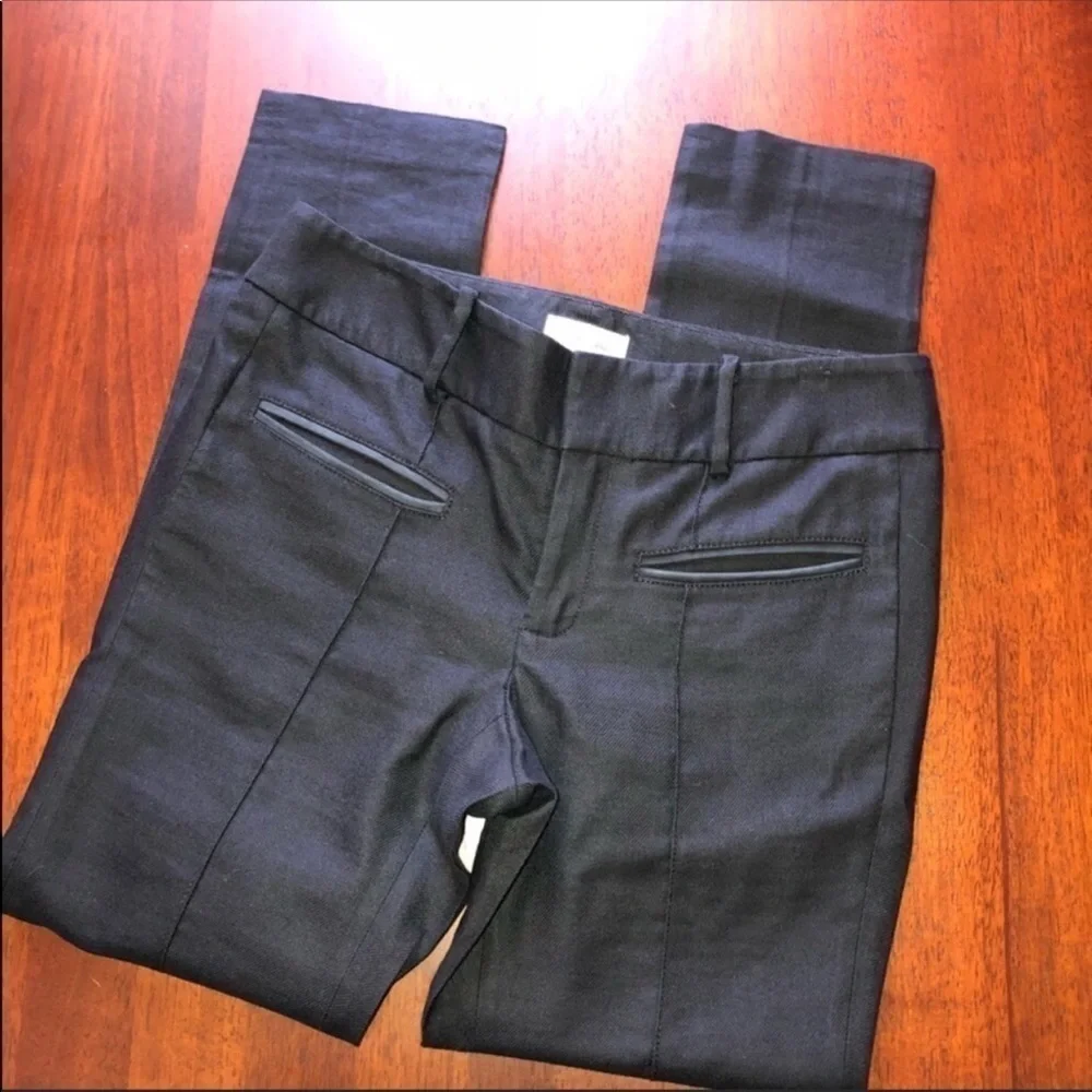 Helmut Lang Black Wool Leather Skinny Pants 6